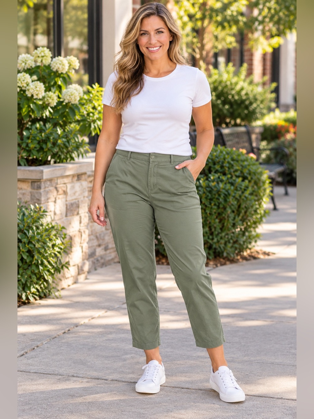 Tommy Hilfiger Women’s Size 10 Olive Green Cropped Chino Pants